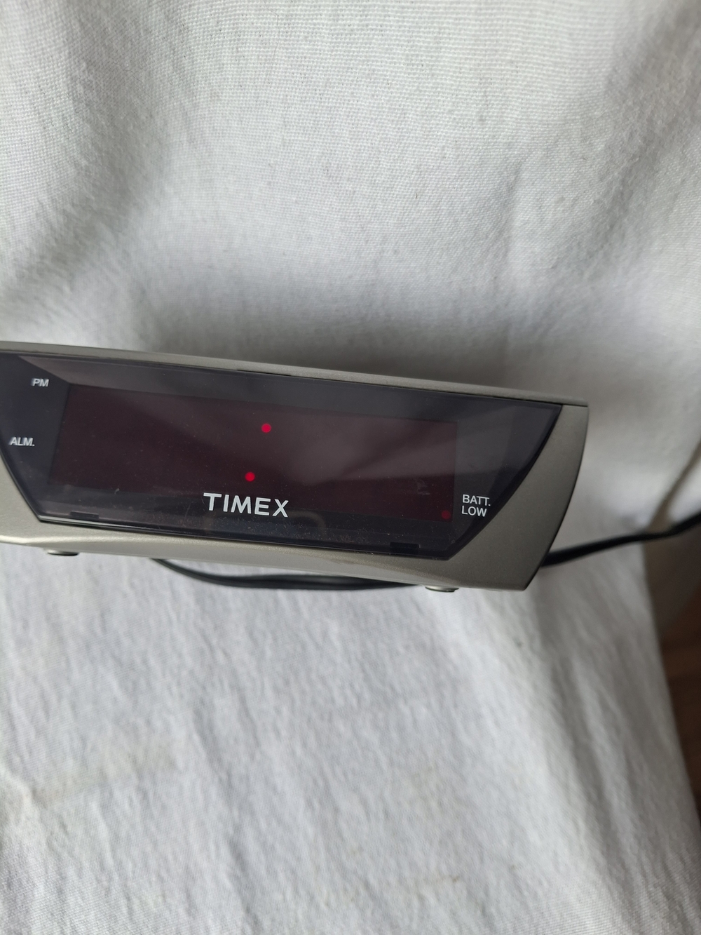 Vintage Timex Digital Alarm Clock in Gunmetal with Red Display